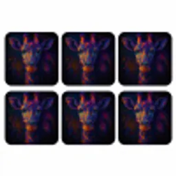 Giraffe - Gekleurd - Verfspatten onderzetter kurk middel -3d