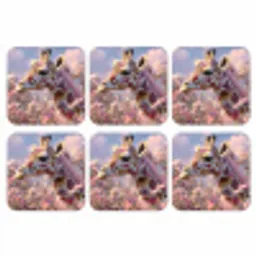 Giraffe - Bloemen - Roze onderzetter kurk middel -3d