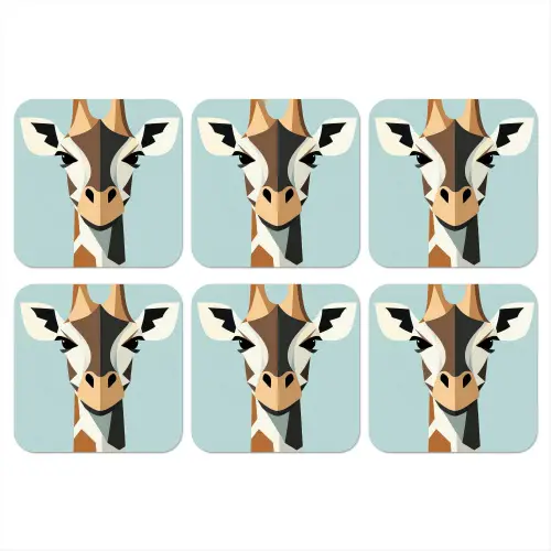 Giraffe - Illustratie - Bruin - Minimalistisch onderzetter kurk middel -3d