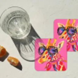 Giraf - Roze - Bril - Sjaal onderzetter kurk middel -sfeer4