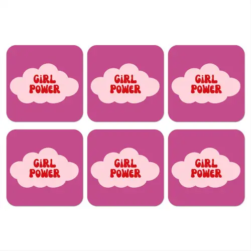Girl power - Wolk - Roze onderzetter kurk middel -3d