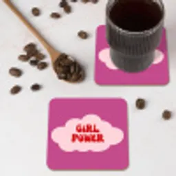 Girl power - Wolk - Roze onderzetter kurk middel -sfeer2