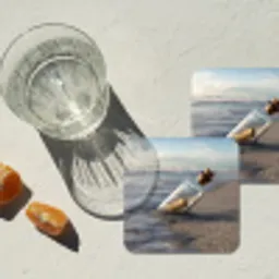 Glazenfles - Post - Zee - Zand onderzetter kurk middel -sfeer4