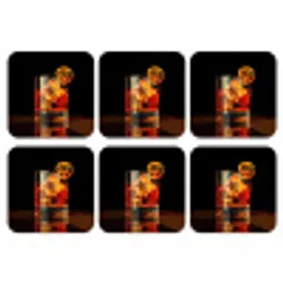 Glas - Ijsblokjes - Drinken - Bruin onderzetter kurk middel -3d