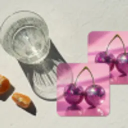 Glitter - Discobol - Roze - Kersen onderzetter kurk middel -sfeer4