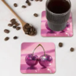 Glitter - Discobol - Roze - Kersen onderzetter kurk middel -sfeer2