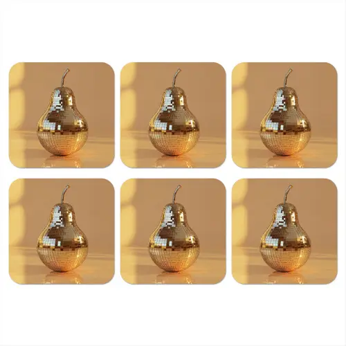 Goud - Disco - Glitter - Peer onderzetter kurk middel -3d
