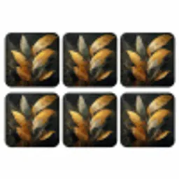 Gouden Bladcompositie – Botanische Luxe onderzetter kurk middel -3d