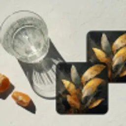 Gouden Bladcompositie – Botanische Luxe onderzetter kurk middel -sfeer4