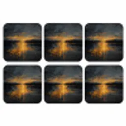 Gouden Reflectie op Water onderzetter kurk middel -3d