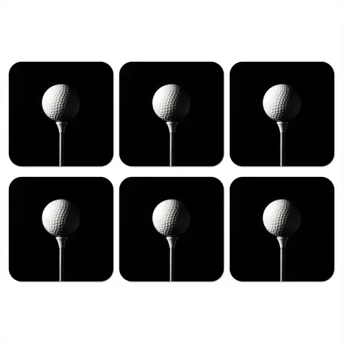 Golfbal - Minimalistisch - Wit onderzetter kurk middel -3d