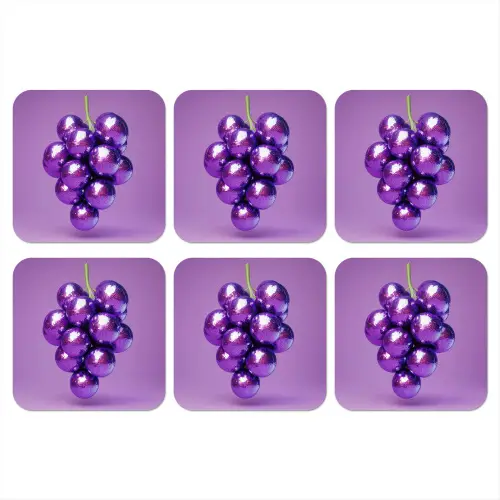 Druif - Disco - Glitter - Paars onderzetter kurk middel -3d