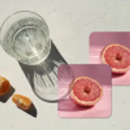 Grapefruit - Roze - Disco - Shiny onderzetter kurk middel -sfeer4