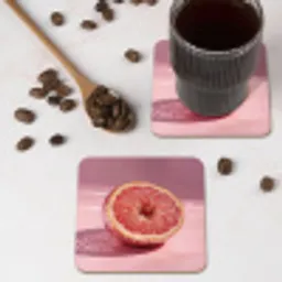 Grapefruit - Roze - Disco - Shiny onderzetter kurk middel -sfeer2