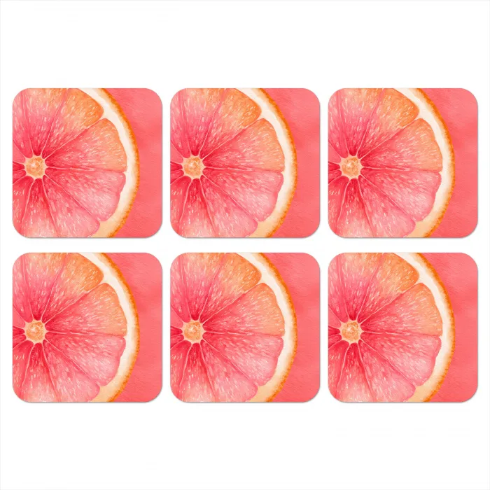 Grapefruit - Roze - Levendig onderzetter kurk middel -3d