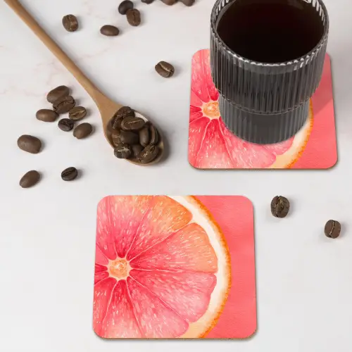 Grapefruit - Roze - Levendig onderzetter kurk middel -sfeer2