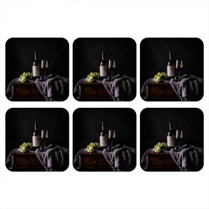 Druiven - Wijn - Rood - Tafel onderzetter kurk middel -3d