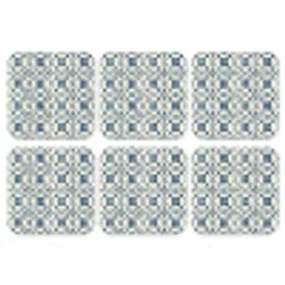 Grafisch - Tegel - Blauw onderzetter kurk middel 366 -3d