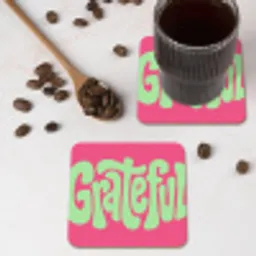 Grateful - Groen - Grafisch - Vloeiend onderzetter kurk middel -sfeer2