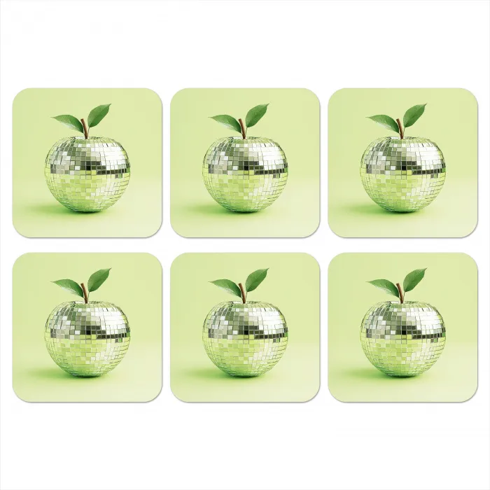 Groen - Disco - Decoratie - Appel onderzetter kurk middel -3d