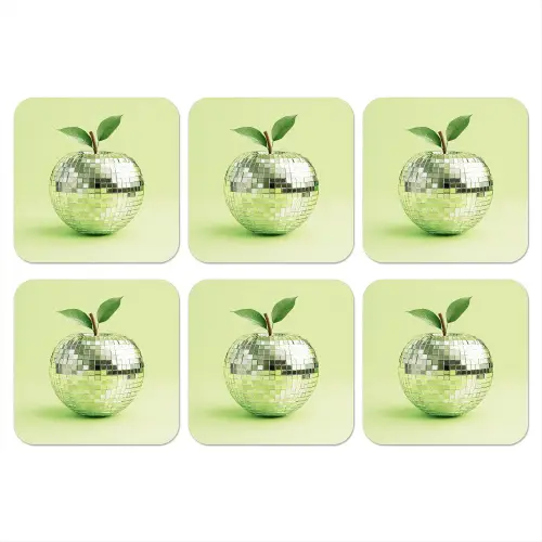 Groen - Disco - Decoratie - Appel onderzetter kurk middel -3d