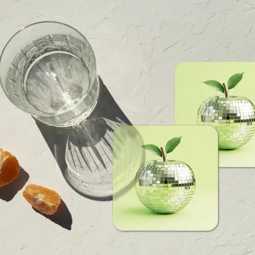 Groen - Disco - Decoratie - Appel onderzetter kurk middel -sfeer4