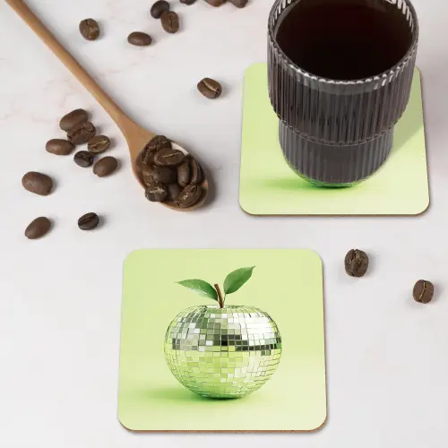 Groen - Disco - Decoratie - Appel onderzetter kurk middel -sfeer2