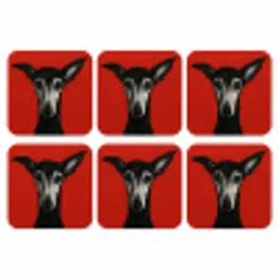 Windhond - Minimalistisch - Rood onderzetter kurk middel -3d