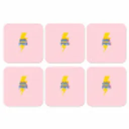 Grl pwr - Bliksem - Roze onderzetter kurk middel -3d