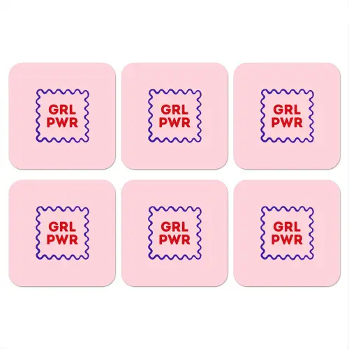 Grl pwr - Roze - Kader onderzetter kurk middel -3d