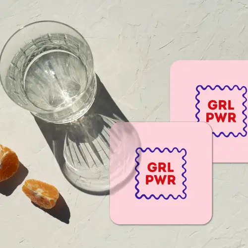Grl pwr - Roze - Kader onderzetter kurk middel -sfeer4