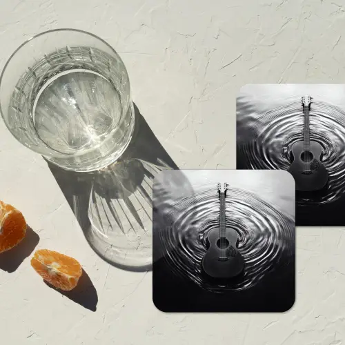 Gitaar - Hout - Water onderzetter kurk middel -sfeer4