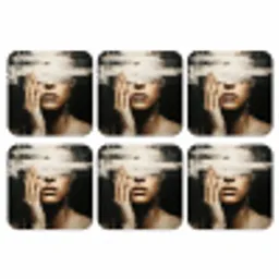 Hand - Gezicht - Strepen - Abstract onderzetter kurk middel -3d
