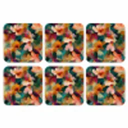 Harmonieus - Abstracte bloemen - Warme tinten onderzetter kurk middel -3d