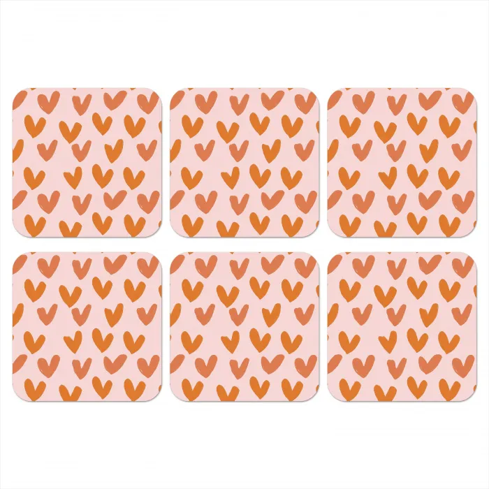 Hartjes - Getekend - Oranje onderzetter kurk middel 366 -3d