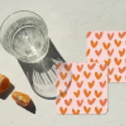 Hartjes - Getekend - Oranje onderzetter kurk middel 366 -sfeer4