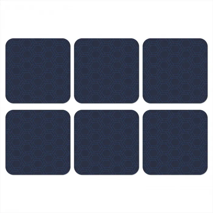Hexagon - Patroon - Blauw onderzetter kurk middel 366 -3d