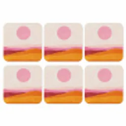 Heuvels - Oranje - Zon - Abstract onderzetter kurk middel -3d