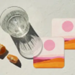 Heuvels - Oranje - Zon - Abstract onderzetter kurk middel -sfeer4
