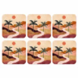 Heuvels - Palmbomen - Abstract onderzetter kurk middel -3d