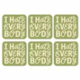 I hate everybody - Groen - Retro onderzetter kurk middel -3d