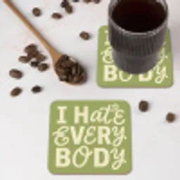 I hate everybody - Groen - Retro onderzetter kurk middel -sfeer2