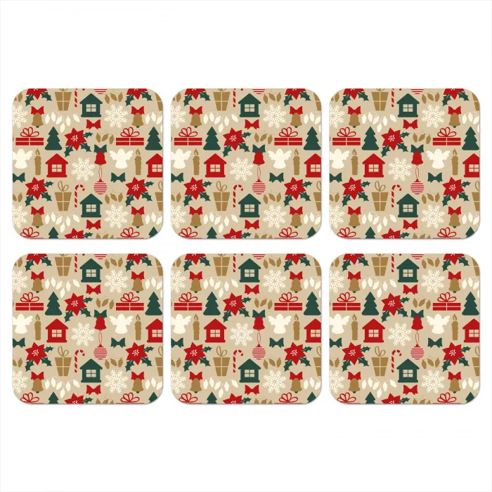 Illustratie - Kerst - Beige onderzetter kurk middel 366 -3d