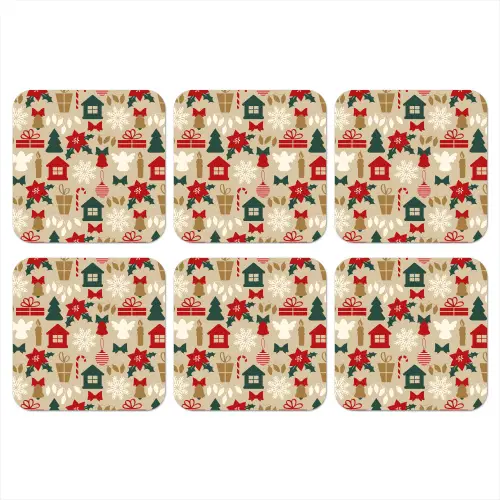 Illustratie - Kerst - Beige onderzetter kurk middel 366 -3d