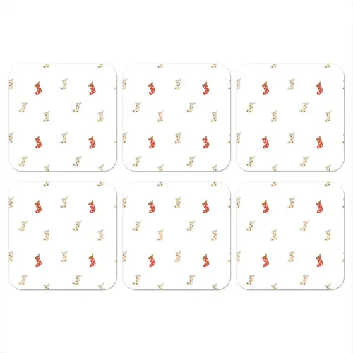 Illustratie - Kerstsokken - Wit onderzetter kurk middel 366 -3d