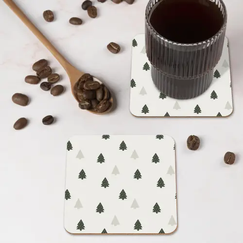 Illustratie - Kerstbomen - Wit onderzetter kurk middel 366 -sfeer2