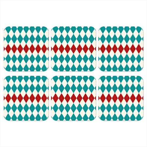 Illustratie - Ruiten - Rood - Groen onderzetter kurk middel 366 -3d
