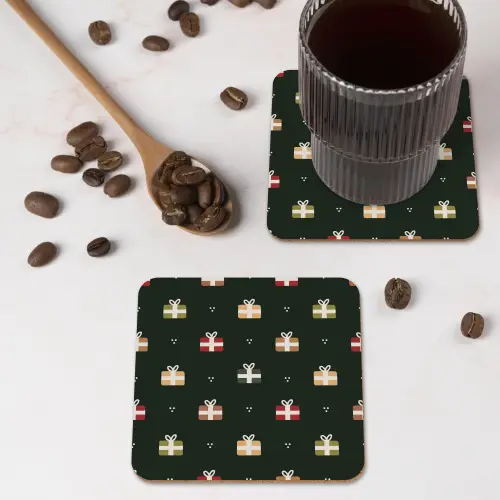 Illustratie - Cadeaus - Groen onderzetter kurk middel 366 -sfeer2