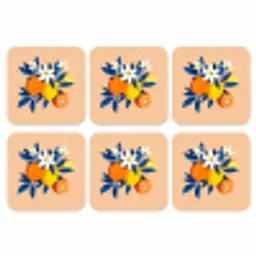 Illustratie - Sinaasappels - Donkerblauw - Bloemen onderzetter kurk middel -3d