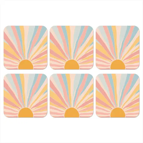 Illustratie - Zon - Pastelkleuren onderzetter kurk middel -3d